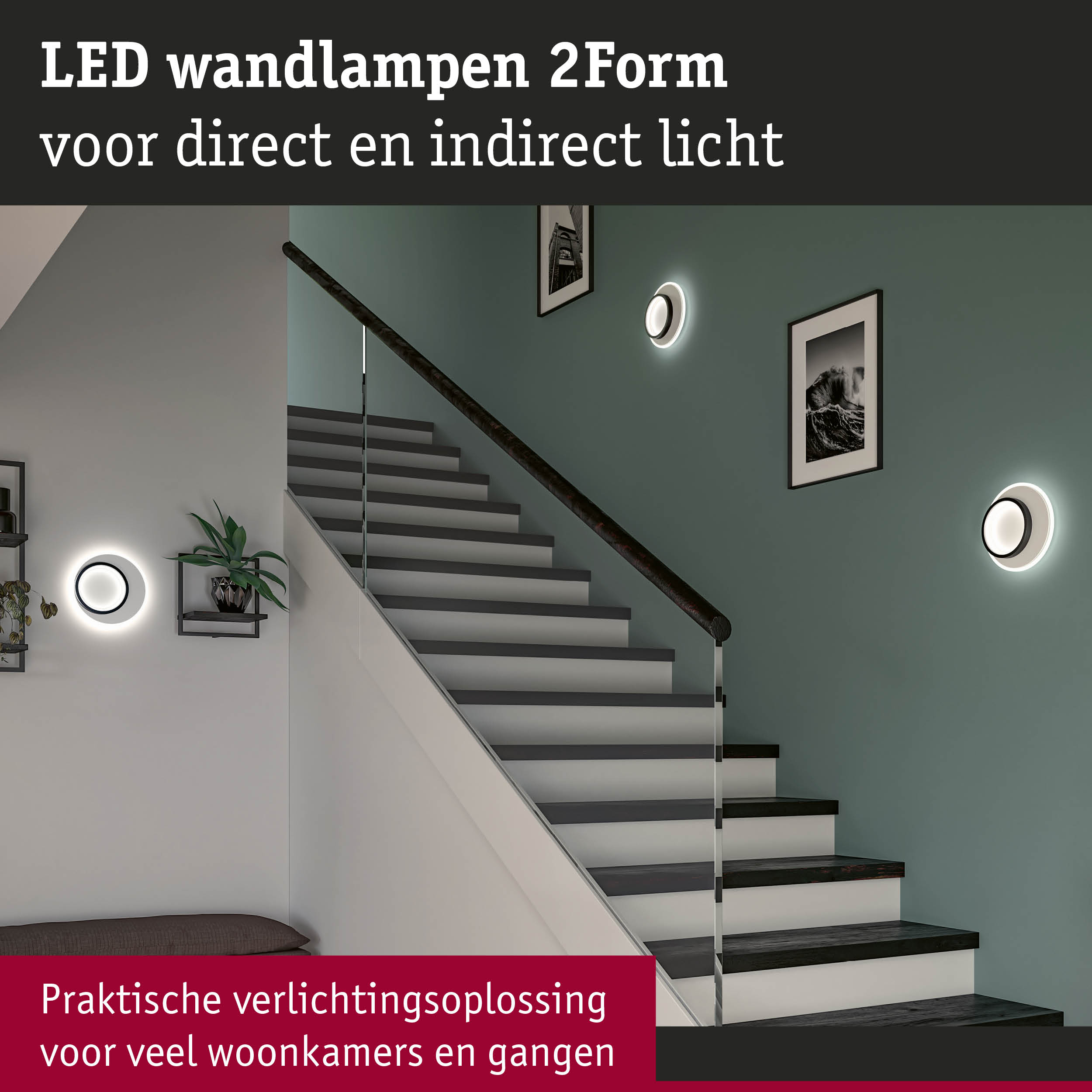 Moderne witte LED-wandlampen 2Form met direct en indirect licht voor trappen en woonkamers