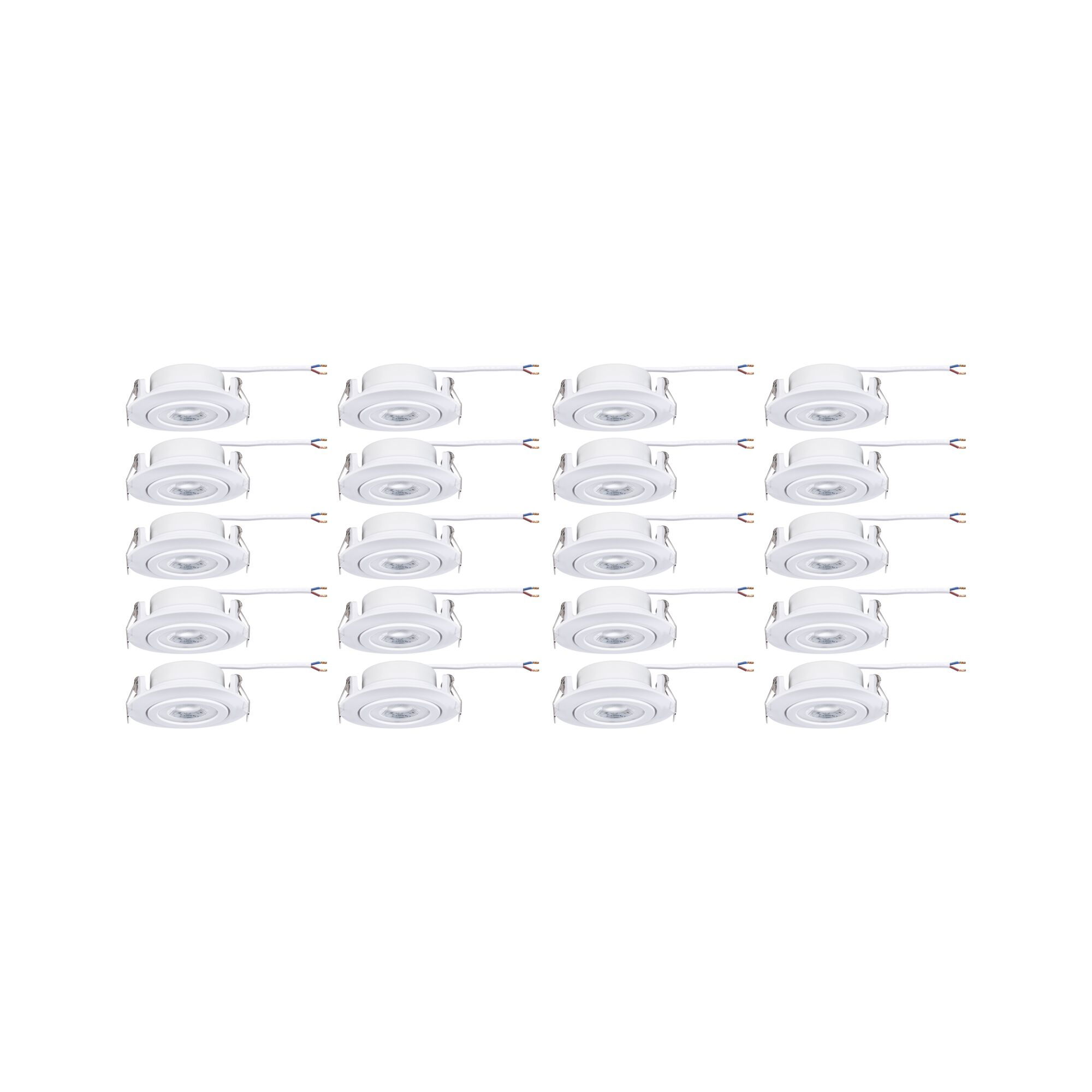 Twenty white LED recessed spotlights with cable, perfect for energy-efficient ceiling lighting.