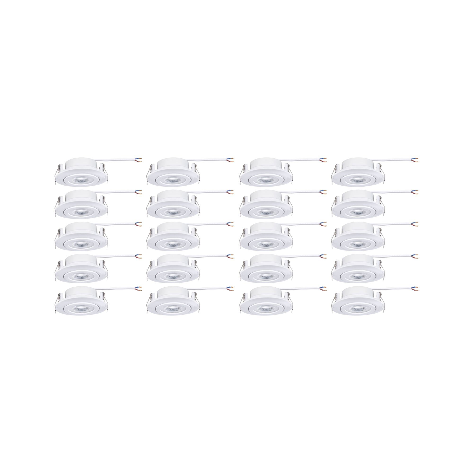 Twenty white LED recessed spotlights with cable, perfect for energy-efficient ceiling lighting.