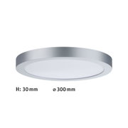 Round LED ceiling light with silver aluminium frame and white diffuser, energy-efficient indoor lighting