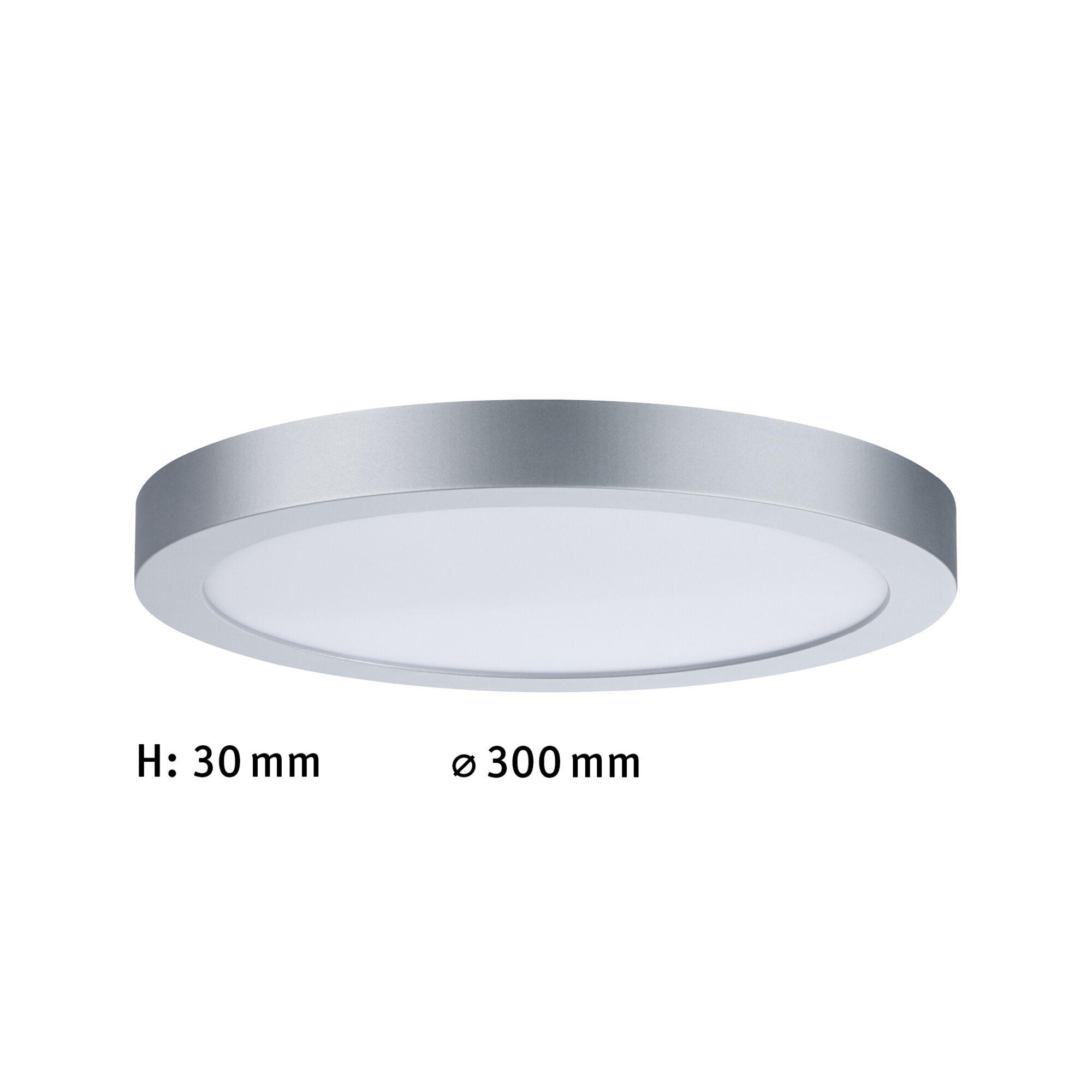 Round LED ceiling light with silver aluminium frame and white diffuser, energy-efficient indoor lighting