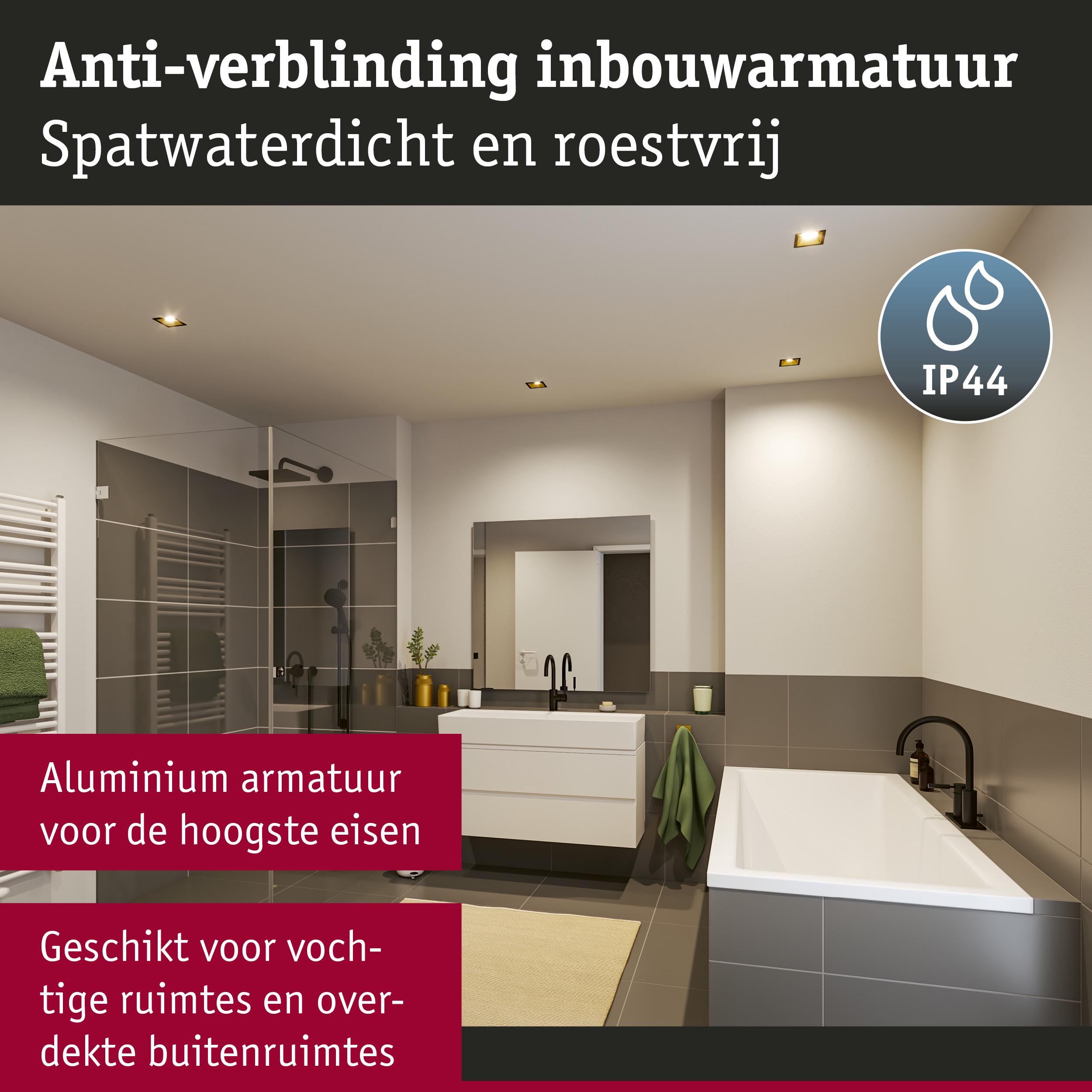 Spatwaterdichte anti-verblinding inbouwarmatuur van aluminium in moderne badkamer met IP44