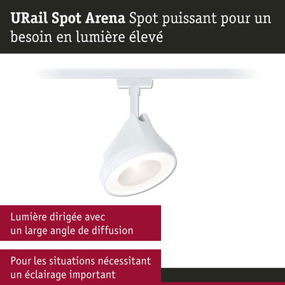 Spot URail Spot Arena blanc avec large angle de diffusion pour un éclairage puissant