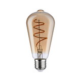 Vintage amber LED bulb with spiral filament and E27 base for decorative lighting and warm ambiance