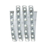 Flexible LED strip with white LEDs and transparent coating for versatile lighting solutions.