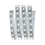 Flexible LED-Lichtstreifen mit weißen LEDs und transparentem Schutzmantel für vielseitige Beleuchtung.
