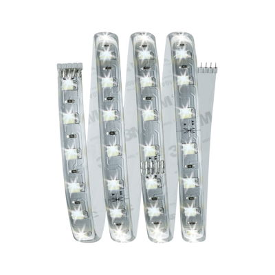 Bande LED flexible avec LEDs blanches et revêtement transparent pour éclairage polyvalent.