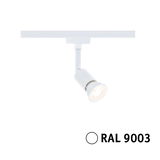 White metal LED spotlight with RAL 9003 color code for modern track lighting and accent illumination