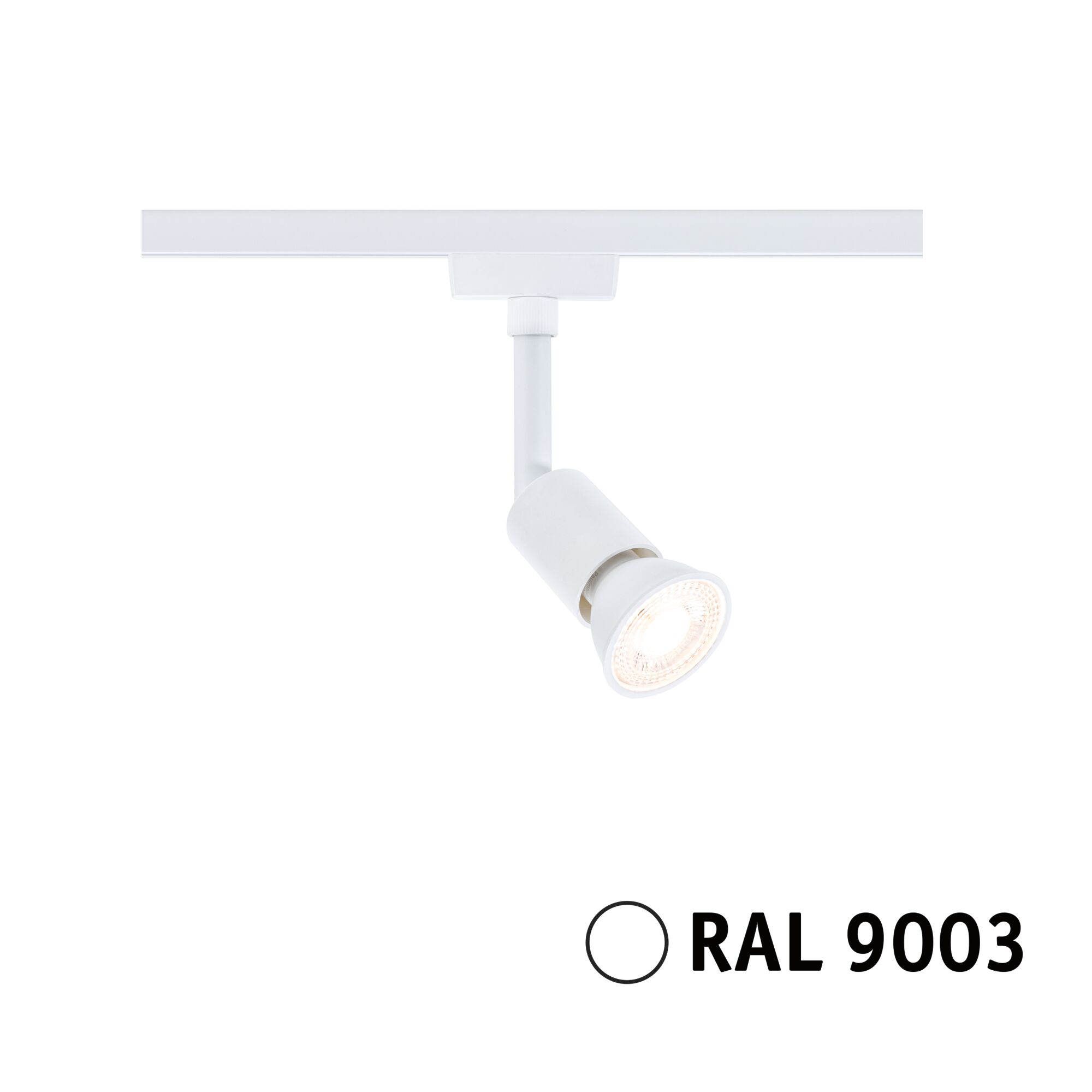 URail Spot sur rail Salt Spot individuel GU10 max. 10W gradable 230V Blanc signal Spot LED en métal blanc avec code couleur RAL 9003 pour éclairage sur rail moderne et accentuation
