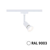 Spot LED en métal blanc avec code couleur RAL 9003 pour éclairage sur rail moderne et accentuation