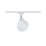 Modern white LED spotlight made of plastic and metal for track systems, energy-efficient lighting
