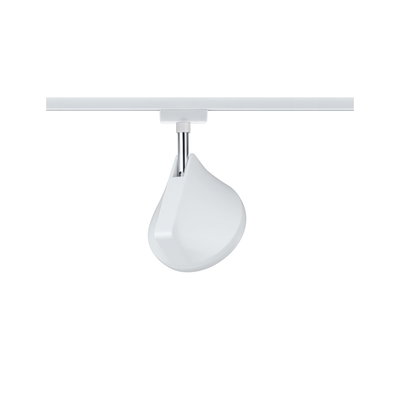 Moderne witte LED-spot van kunststof op railsysteem voor flexibele verlichting