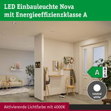 LED Einbauleuchte Nova mit Energieeffizienzklasse A und neutralweißem Licht 4000K in modernem Flur.