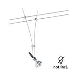 Modern metal cable spotlight in chrome with adjustable lamp head for flexible lighting without bulb included