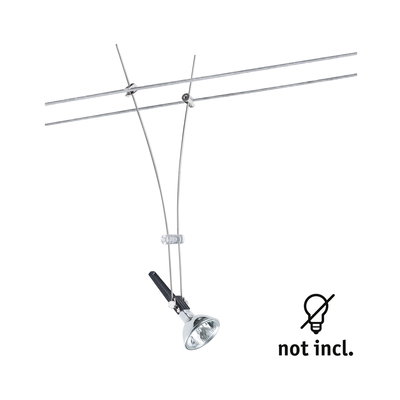 Moderne metalen kabelspot in chroom met verstelbare lampkop voor flexibele verlichting zonder lamp