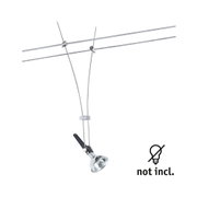 Modern metal cable spotlight in chrome with adjustable lamp head for flexible lighting without bulb included