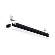 Sort aluminium LED-profil med mælkehvid diffuser og monteringsclips til LED-strip belysning