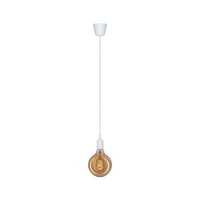 Pendant lamp with white cable and amber bulb for modern home lighting and interior design