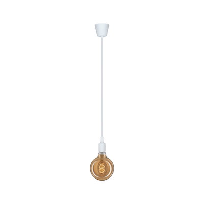 Pendant lamp with white cable and amber bulb for modern home lighting and interior design