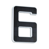 Number 6 with black solar panels and white plastic frame for outdoor lighting and house numbers