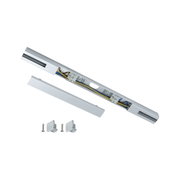 White aluminium profile with electrical connectors and screws for LED lighting systems installation