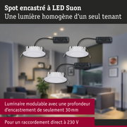 Spot LED encastré blanc avec câble noir, éclairage de plafond économique en énergie