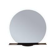 Miroir mural rond avec éclairage LED et étagère noire, accessoire de salle de bain moderne