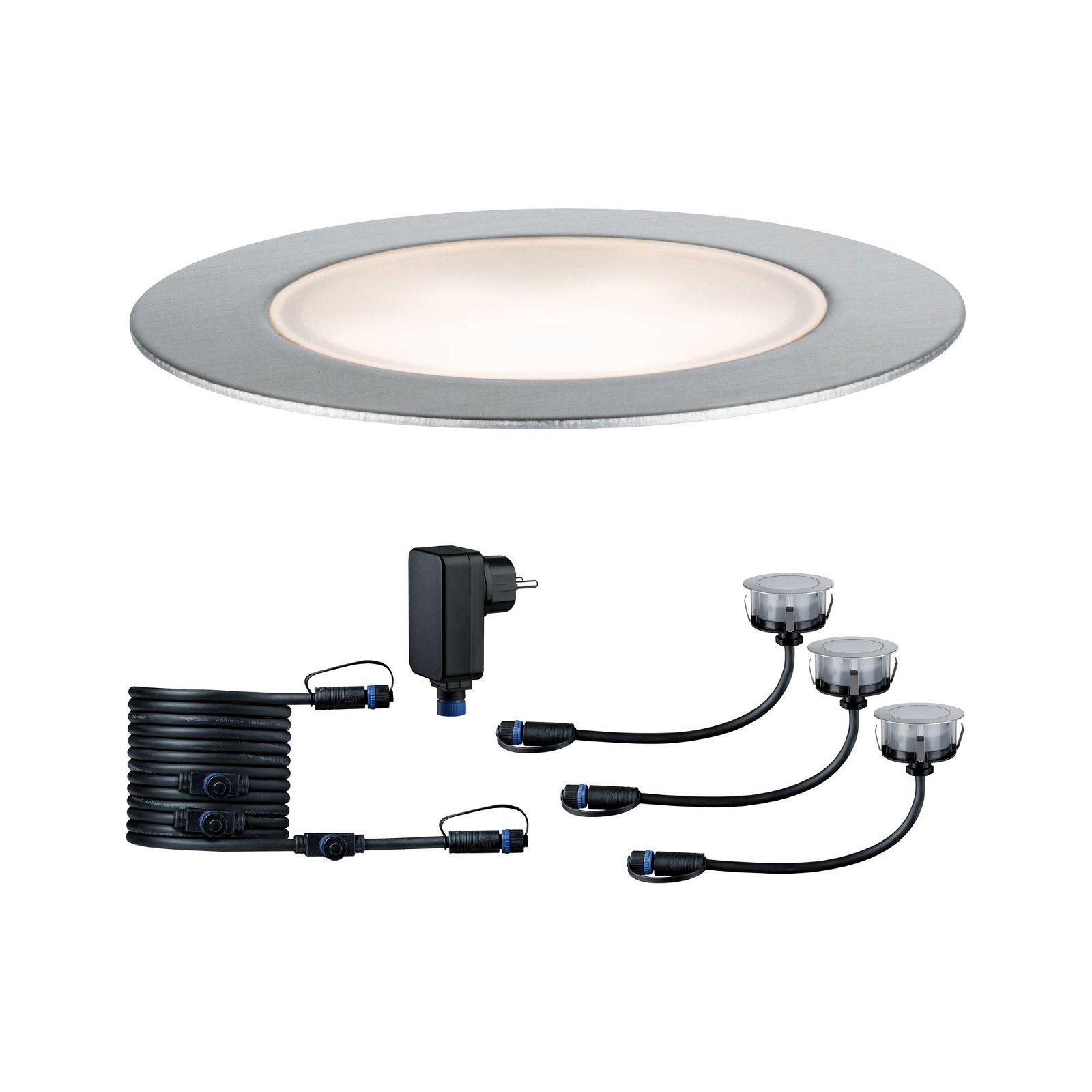 Plug & Shine LED Recessed floor luminaire Floor Eco Basic Set IP67 3000K 3x1,3W 21VA Silver