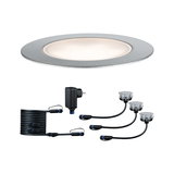 Round LED recessed light set in brushed aluminum with cables and power supply for indoor lighting