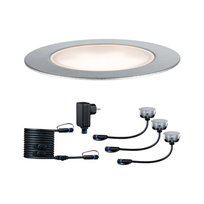 Ensemble de spots LED encastrés ronds en aluminium brossé avec câbles et alimentation pour éclairage intérieur