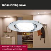 Ronde inbouwlamp Nova van wit metaal met draaibare LED-spots voor optimale verlichting