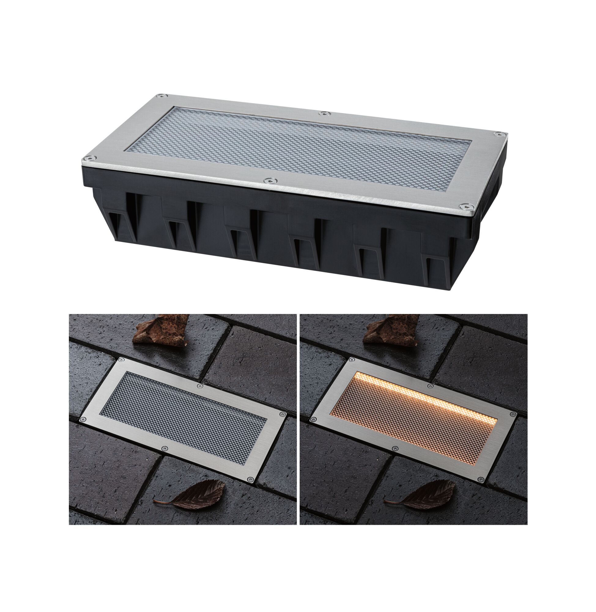 Solar LED Bodeneinbauleuchte Sorea Dämmerungssensor IP67 eckig 200x100mm 2200K 0,3W 14lm 3,7V Eisen gebürstet ABS/Polycarbonat/Edelstahl Solar LED Bodeneinbauleuchte Sorea Dämmerungssensor IP67 eckig 200x100mm 2200K 0,3W 14lm 3,7V Eisen gebürstet ABS/Polycarbonat/Edelstahl