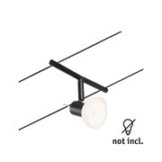 Plafonnier en métal noir avec spot réglable et suspension par câble pour éclairage moderne