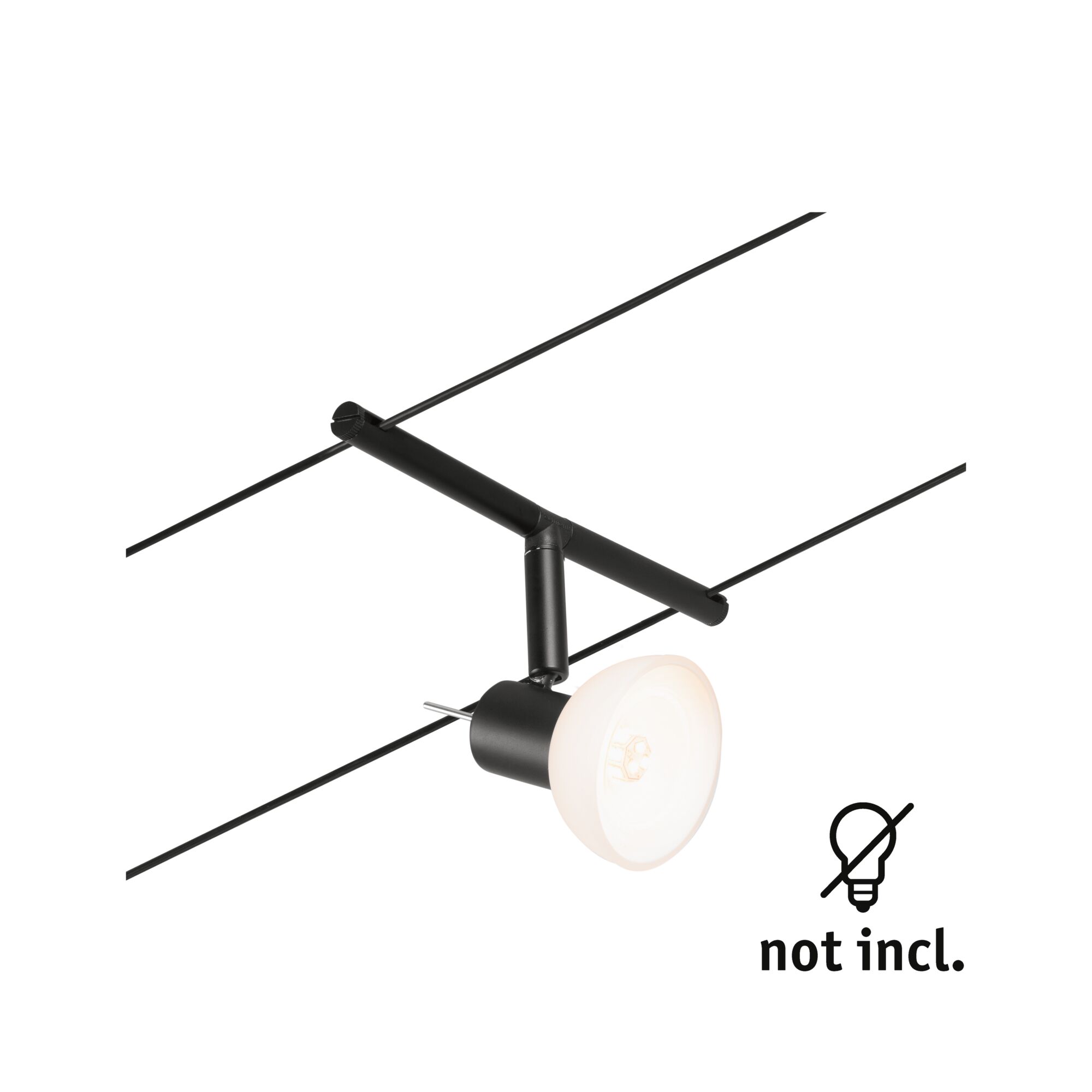Plafonnier en métal noir avec spot réglable et suspension par câble pour éclairage moderne