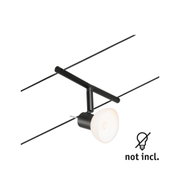 Black metal ceiling light with adjustable spotlight and cable suspension for modern lighting