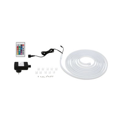 Kit LED Neon Flex avec tube lumineux blanc flexible, télécommande et alimentation pour éclairage coloré