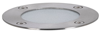 Boîtier rond en acier inoxydable pour encastré avec verre dépoli et quatre vis pour éclairage extérieur