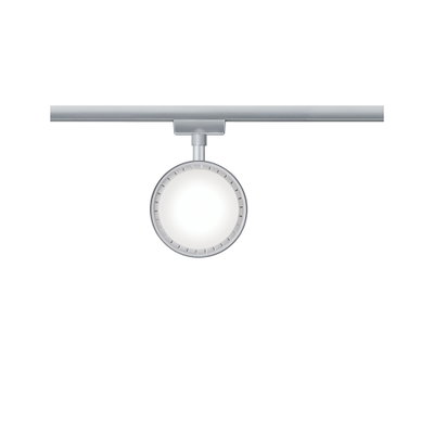Runder LED-Schienenstrahler in Aluminiumfarben mit weißem Licht für moderne Innenbeleuchtung