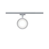 Runder LED-Schienenstrahler in Aluminiumfarben mit weißem Licht für moderne Innenbeleuchtung