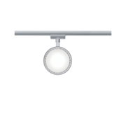 Rundes LED-Spotlicht aus silbernem Metall mit verstellbarem Schienensystem für moderne Innenbeleuchtung