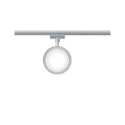 Rundes LED-Spotlicht aus silbernem Metall mit verstellbarem Schienensystem für moderne Innenbeleuchtung