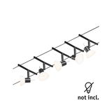 Schwarze Seilstrahlerleiste mit fünf verstellbaren Spots ohne Leuchtmittel für flexible Raumbeleuchtung