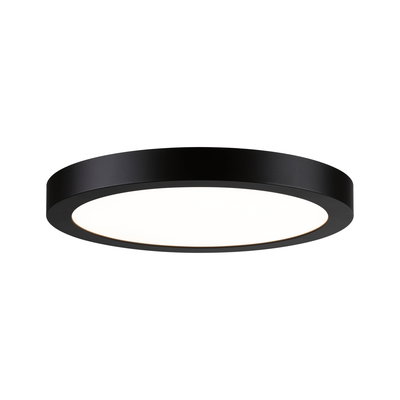 Plafonnier LED rond avec cadre en métal noir et diffuseur blanc pour un éclairage moderne