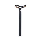Zwarte LED-buitenlamp met bewegingssensor en modern design voor tuin- en padverlichting