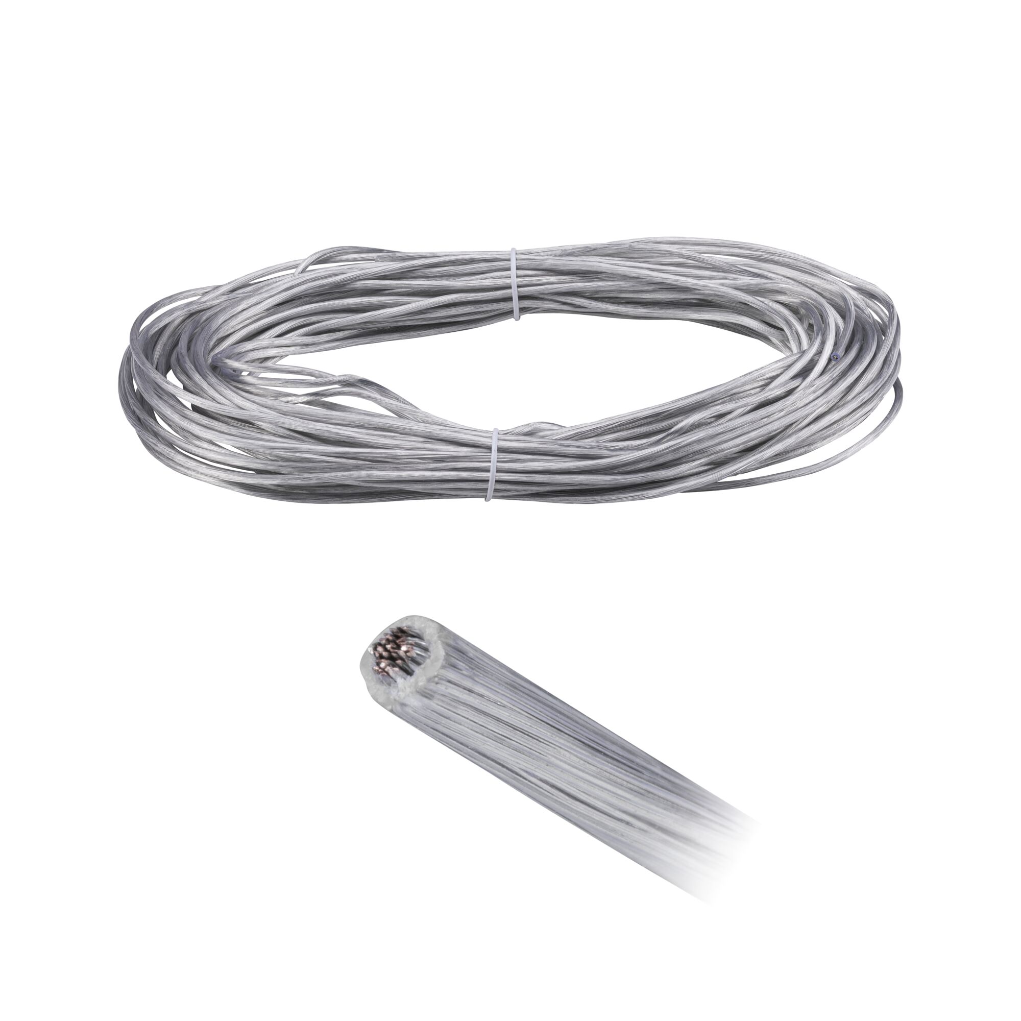 CorDuo Kabelsysteem Spankabel 20m 2,5qmm Transparant Transparante luidsprekerkabel met koperen draden, flexibel en duurzaam voor audioverbindingen
