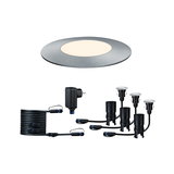 Brushed aluminum LED recessed light with accessories for garden and outdoor lighting setup