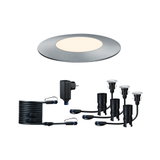 Brushed aluminum LED recessed light with accessories for garden and outdoor lighting setup