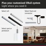 Guide to customising URail lighting system with rails, connectors and white pendant lamp
