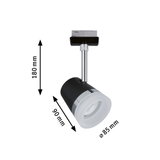 Black and white metal LED spotlight 180 mm high and 85 mm diameter for modern lighting solutions