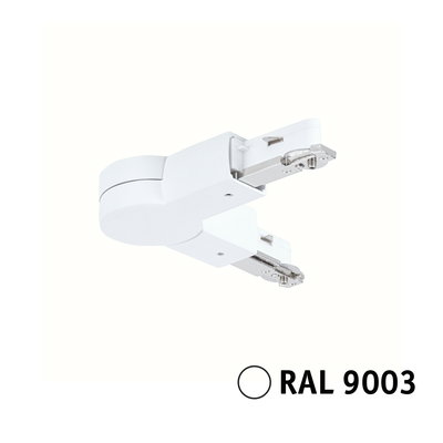 Weißer RAL 9003 LED-Schienenverbinder aus Kunststoff und Metall für flexible Lichtsysteme